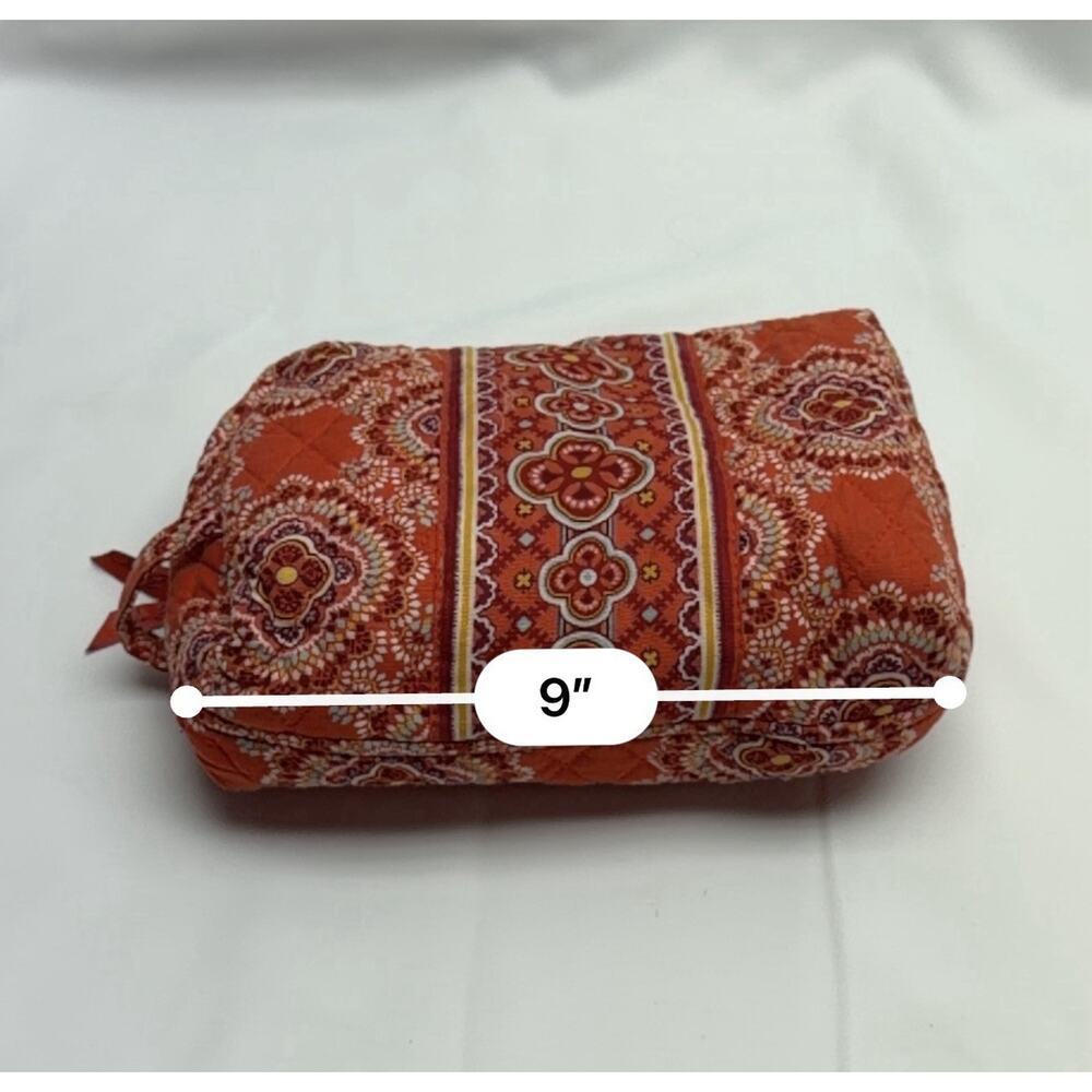 Vera Bradley Cosmetic Makeup Bag Orange Toned Paprika Pattern Floral Travel - Picture 6 of 8
